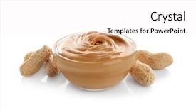  Presentation with peanut butter healthy spread - Beautiful theme featuring glass bowl with creamy peanut backdrop and a white colored foreground