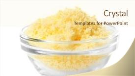  Presentation with white cheese - Slide deck enhanced with glass bowl with grated cheese on white background background and a cream colored foreground