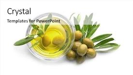  Presentation with olive oil and berries - Slides enhanced with glass bowl with olive oil background and a  colored foreground
