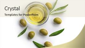  Presentation with olive oil - Presentation theme having glass bowl with olive oil background and a soft green colored foreground
