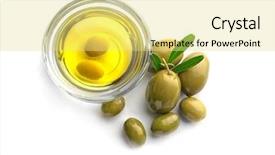  Presentation with olive oil - Colorful slides enhanced with glass bowl with olive oil backdrop and a yellow colored foreground
