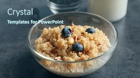  Presentation with quinoa - Colorful slides enhanced with glass bowl with tasty quinoa on table backdrop and a ocean colored foreground