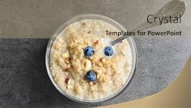  Presentation with quinoa - Slides having glass bowl with tasty quinoa on table background and a coral colored foreground