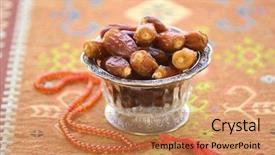  Presentation with muslim prayer - Slide set consisting of glass bowls and muslim prayer background and a coral colored foreground