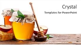  Presentation with glass half full - Slides enhanced with glass can full of honey background and a white colored foreground