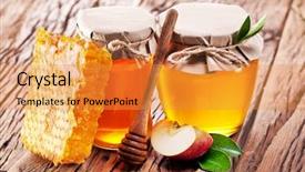  Presentation with honey - PPT layouts consisting of glass cans full of honey background and a  colored foreground
