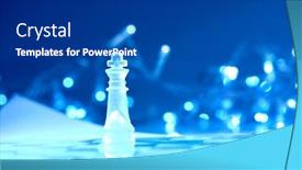  Presentation with blue chess - PPT theme consisting of glass-chess-on-the-blue background and a navy blue colored foreground
