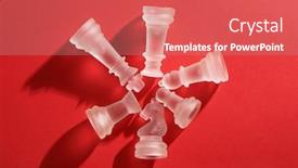  Presentation with chess - PPT theme consisting of glass-chess-on-the-red background and a gray colored foreground