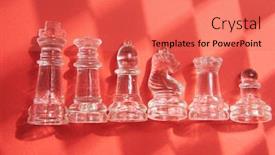  Presentation with chess - PPT theme featuring glass-chess-on-the-red background and a coral colored foreground