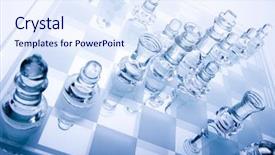 Presentation with chess pieces - Beautiful PPT theme featuring glass chess pieces - building a strategy backdrop and a  colored foreground