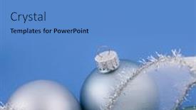  Presentation with blue ribbon - Slide deck with glass christmas balls with holiday ribbon on blue background background and a teal colored foreground