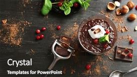  Presentation with chocolate dessert - Slide deck enhanced with glass cup of chocolate dessert background and a wine colored foreground