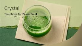  Presentation with healthy juice - PPT theme having glass-cup-of-fresh-home background and a mint green colored foreground