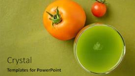 Presentation with healthy juice - Audience pleasing PPT layouts consisting of glass-cup-of-fresh-home backdrop and a gold colored foreground