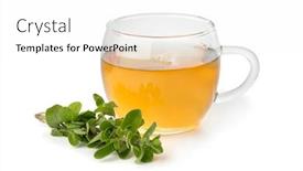  Presentation with tea cup - Presentation theme enhanced with glass-cup-of-herbal-tea background and a white colored foreground