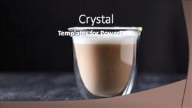  Presentation with cappuccino - Presentation theme having glass cup of hot flavored cappuccino presented on a black wooden table with copy space background and a black colored foreground