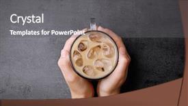  Presentation with coffee - Cool new slide set with glass cup of iced coffee backdrop and a gray colored foreground