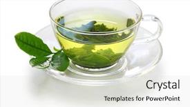  Presentation with japanese green tea - Cool new PPT theme with glass cup of japanese green backdrop and a light gray colored foreground