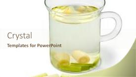  Presentation with tea cup - Audience pleasing PPT theme consisting of glass-cup-of-refreshing-lemongrass backdrop and a soft green colored foreground