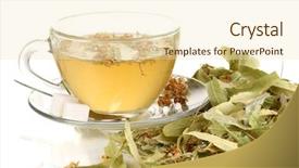  Presentation with tea cup - Presentation theme with glass cup of tea background and a lemonade colored foreground