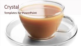  Presentation with milk tea - PPT layouts consisting of glass cup of tea background and a sky blue colored foreground