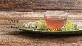  Presentation with green glass - Audience pleasing PPT layouts consisting of glass-cup-of-tea backdrop and a coral colored foreground