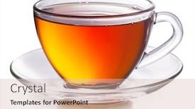  Presentation with tea cup - Amazing slide deck having glass-cup-with-black-tea backdrop and a soft green colored foreground