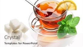  Presentation with black tea - Slide deck with glass-cup-with-black-tea background and a sky blue colored foreground