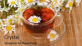  Presentation with fragrant - Slide deck featuring cup with fragrant a camomile background and a red colored foreground