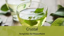  Presentation with tea cup - Presentation featuring glass cup with fresh green background and a gold colored foreground