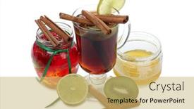  Presentation with mulled wine - Theme consisting of glass-cup-with-mulled-wine background and a yellow colored foreground