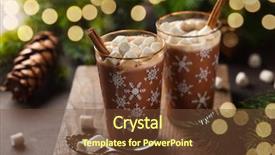  Presentation with hot chocolate - Slides with glass cups for christmas background and a tawny brown colored foreground