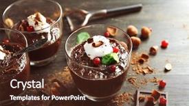  Presentation with chocolate dessert - PPT layouts featuring glass cups of chocolate dessert background and a  colored foreground