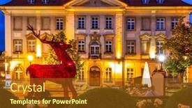  Presentation with town hall - Slide deck having glass-deer-as-the-emblem background and a tawny brown colored foreground