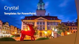  Presentation with town hall - Slides enhanced with glass-deer-as-the-emblem background and a cobalt blue colored foreground