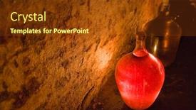  Presentation with wine - Presentation design with glass-demijohn-of-rose-wine background and a tawny brown colored foreground