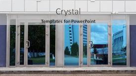  Presentation with modern building - Colorful presentation theme enhanced with glass-doors-of-entrance backdrop and a light gray colored foreground