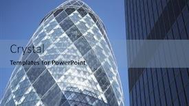  Presentation with glass tower - Slides featuring glass-exterior-of-swiss-re background and a light blue colored foreground