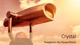  Presentation with light gauge steel - Cool new PPT theme with glass eyed - picture of steel binoculars backdrop and a coral colored foreground