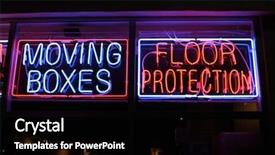  Presentation with flood protection - Presentation theme enhanced with glass fire potection - neon sign series moving boxes background and a black colored foreground