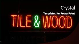  Presentation with tile - PPT theme having glass fire potection - neon sign series tile wood background and a  colored foreground