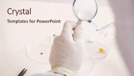  Presentation with lab - Amazing slide deck having glass forensic evidence - young expert criminologist working backdrop and a  colored foreground