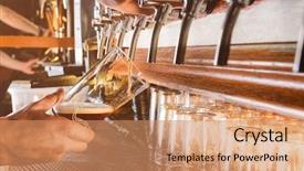  Presentation with bartender - PPT layouts consisting of glass from a pub tap background and a coral colored foreground
