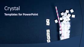  Presentation with sugar cubes - Audience pleasing PPT theme consisting of glass-full-of-sugar-cubes backdrop and a navy blue colored foreground