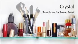  Presentation with cosmetics beauty cosmetic white - Cool new PPT theme with glass glass products - white bathroom shelf with cosmetics backdrop and a white colored foreground