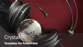  Presentation with globe - Beautiful theme featuring glass-globe-and-headphones backdrop and a  colored foreground