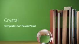  Presentation with green glass - Beautiful PPT theme featuring glass-globe-and-stack backdrop and a tawny brown colored foreground