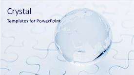  Presentation with e ball technology - Colorful presentation design enhanced with glass globe ball on puzzle backdrop and a sky blue colored foreground