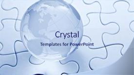  Presentation with world puzzle - Presentation design with glass globe ball with puzzle background and a sky blue colored foreground
