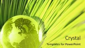  Presentation with green glass - Presentation design with glass globe in fresh green background and a yellow colored foreground